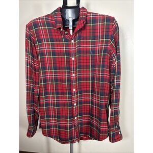Polo Ralph Lauren Classic Fit Men Plaid Lined Soft Flannel Shirt Size Medium